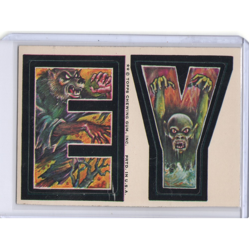 1974 Topps Monster Initials Sticker Card EY #EY